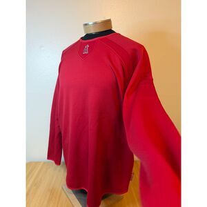 2007 Vintage MLB Majestic Angels Crewneck Sweatshirt XL Red Therma Base Pullover